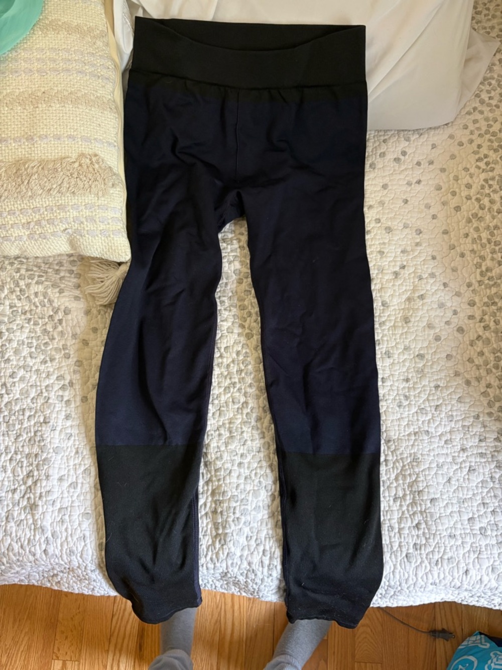 Fabletics Black and Navy High-Waist Leggings
